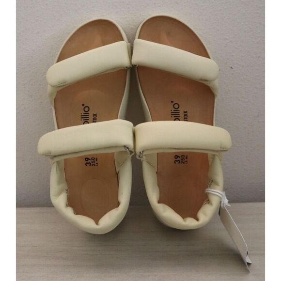 Papillio x Birkenstock Women's EUR 39 US 8 Ecru Leather Theda Wedge Sandals - Picture 2 of 13